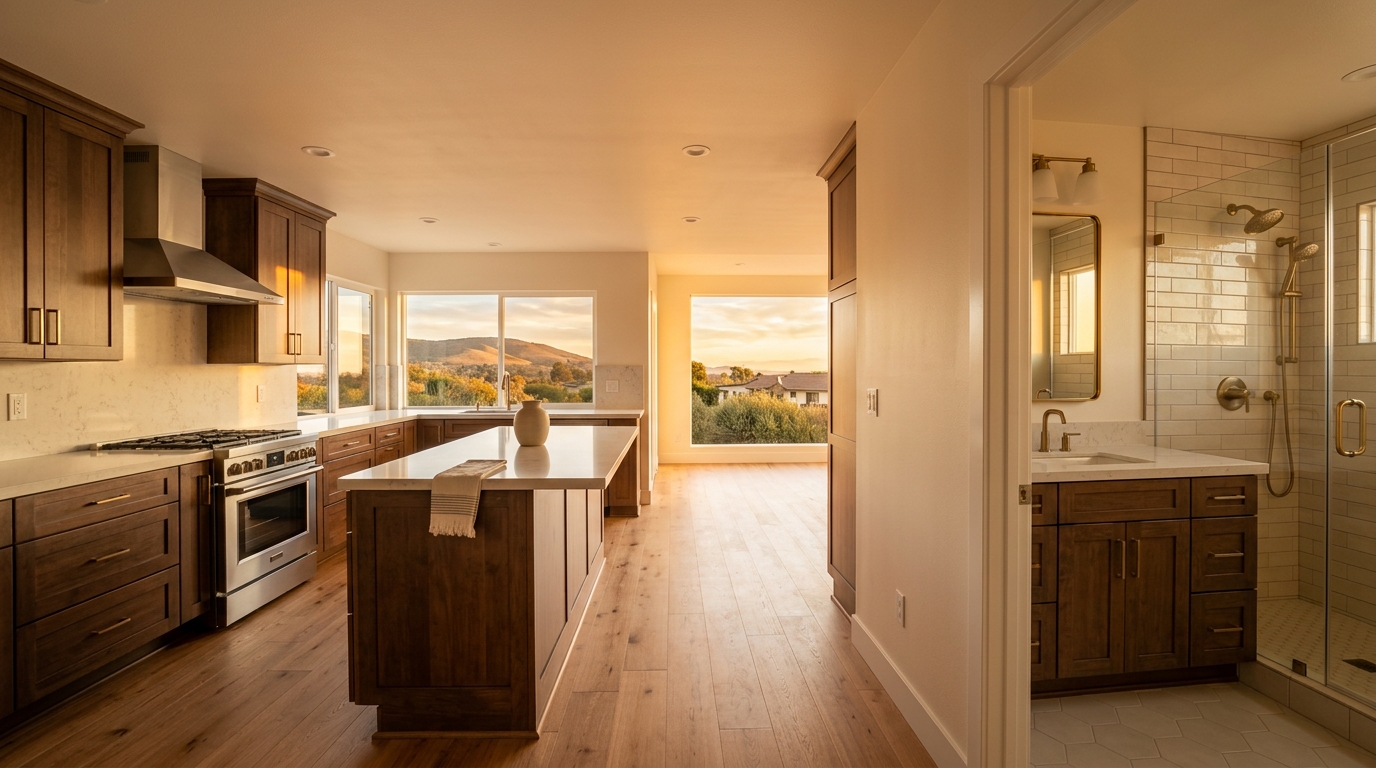 Kitchen and bath remodel — Walnut cabinets