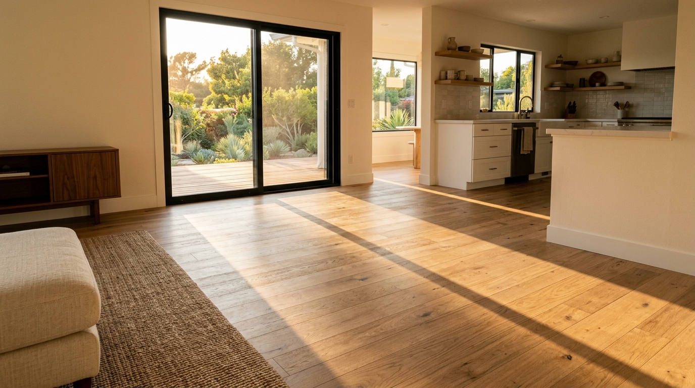 Wide-plank oak flooring — Open plan