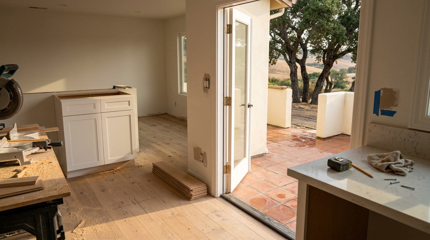 Addition — Patio door and floors