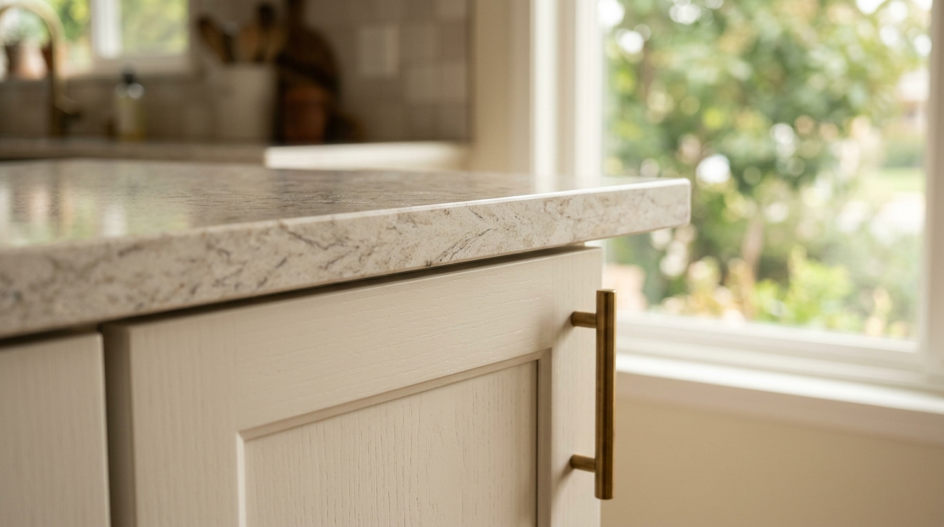 Quartz countertop — Custom cabinets